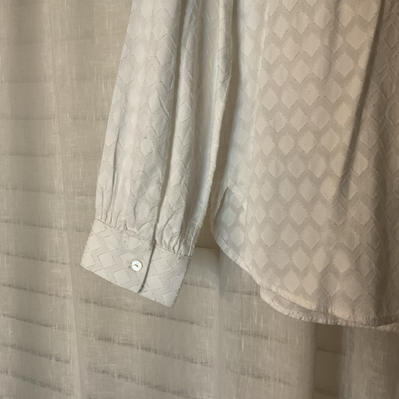 LOFT White Ruffled Button-Up Blouse - Picture 4 of 7